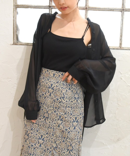 sango(sango)の「テレコリブバッククロスキャミソール(キャミソール・レディース・ブラック/オフホワイト/ライトグリーン・FREE)」の2枚目の写真