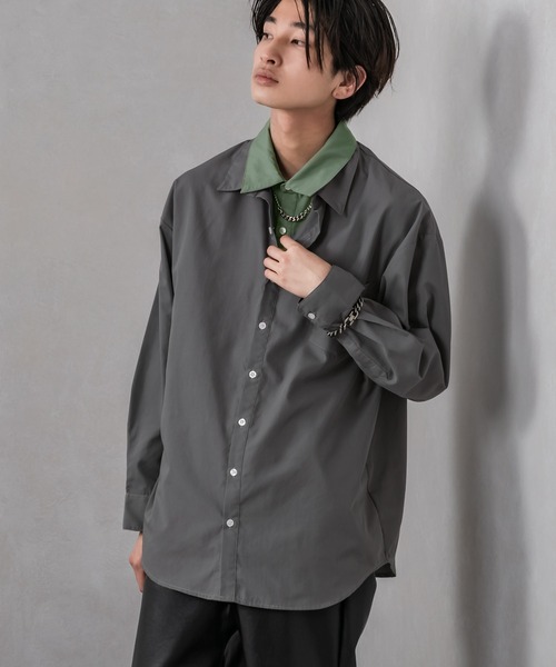 Adoon plain(アドーンプレーン)の「【Adoon plain】レイヤードシャツ(シャツ/ブラウス・メンズ・グレー/ピンク・MEDIUM/LARGE)」の7枚目の写真