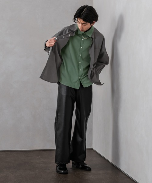 Adoon plain(アドーンプレーン)の「【Adoon plain】レイヤードシャツ(シャツ/ブラウス・メンズ・グレー/ピンク・MEDIUM/LARGE)」の4枚目の写真