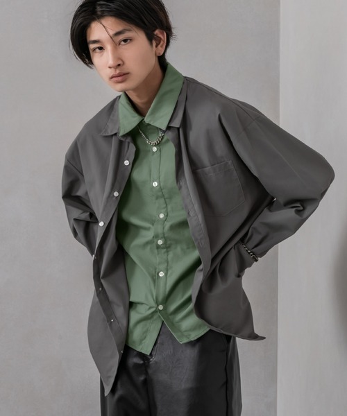 Adoon plain(アドーンプレーン)の「【Adoon plain】レイヤードシャツ(シャツ/ブラウス・メンズ・グレー/ピンク・MEDIUM/LARGE)」の8枚目の写真