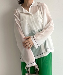 w closet | シアー襟付き配色ラインカーディガン(カーディガン/ボレロ)