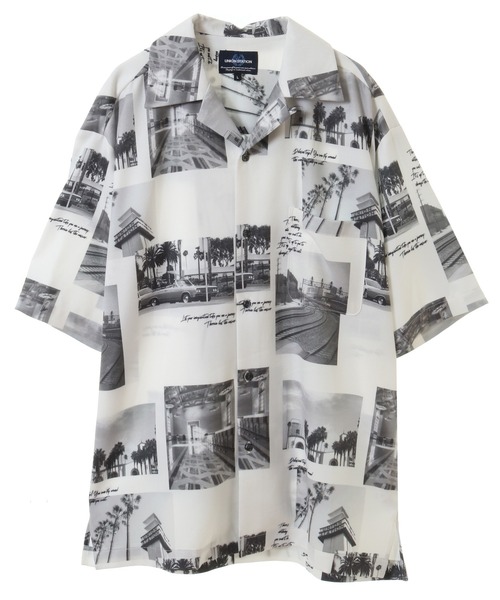 UNION STATION（ユニオンステーション）の「ジョーゼットマテリアル フォトプリントオープンカラーシャツ（シャツ/ブラウス・メンズ・ホワイト/ブラック・LL/L/M）」の11枚目の写真