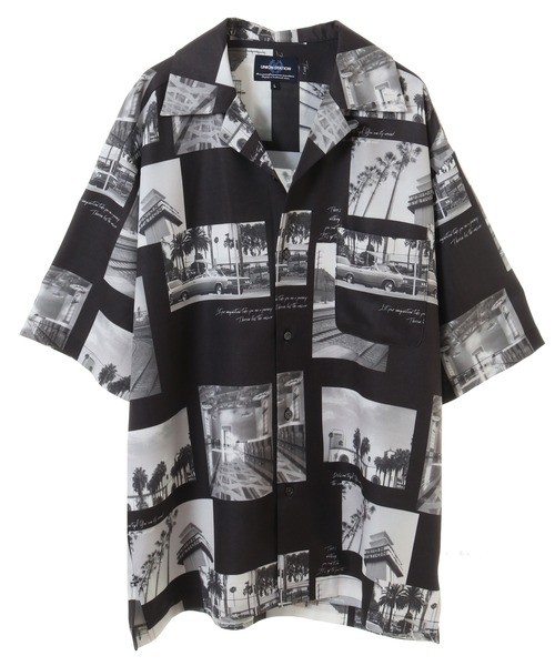 UNION STATION（ユニオンステーション）の「ジョーゼットマテリアル フォトプリントオープンカラーシャツ（シャツ/ブラウス・メンズ・ホワイト/ブラック・LL/L/M）」の4枚目の写真