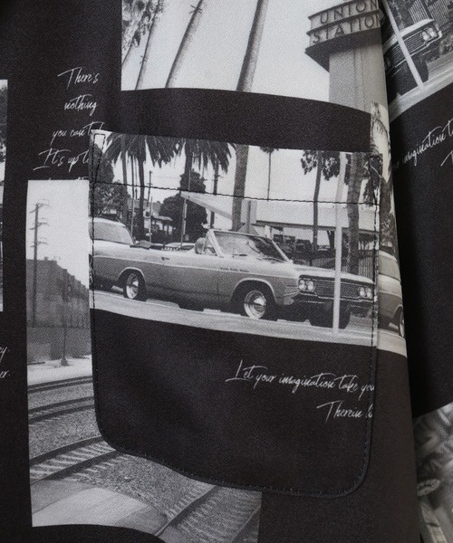 UNION STATION（ユニオンステーション）の「ジョーゼットマテリアル フォトプリントオープンカラーシャツ（シャツ/ブラウス・メンズ・ホワイト/ブラック・LL/L/M）」の13枚目の写真