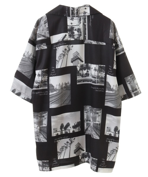 UNION STATION（ユニオンステーション）の「ジョーゼットマテリアル フォトプリントオープンカラーシャツ（シャツ/ブラウス・メンズ・ホワイト/ブラック・LL/L/M）」の10枚目の写真