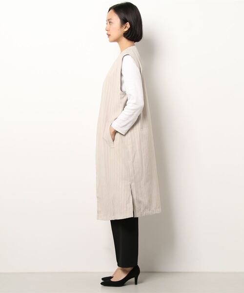GeeRA(ジーラ)の「ストライプ柄ロングジレ(ベスト・レディース・ベージュ/キャメル・LARGE/MEDIUM)」の21枚目の写真