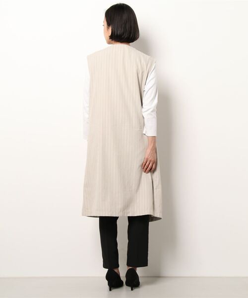 GeeRA(ジーラ)の「ストライプ柄ロングジレ(ベスト・レディース・ベージュ/キャメル・LARGE/MEDIUM)」の22枚目の写真