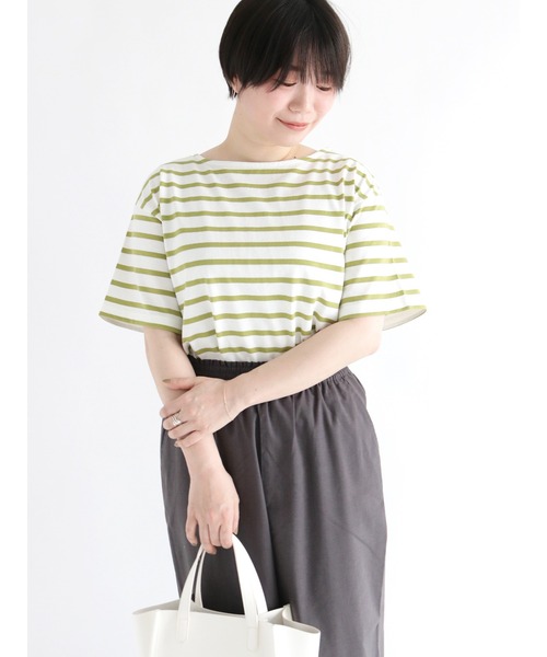 Lugnoncure(ルノンキュール)の「ボーダーTシャツ(Tシャツ/カットソー・レディース・ブルー/グリーン/チャコール・フリ-)」の2枚目の写真