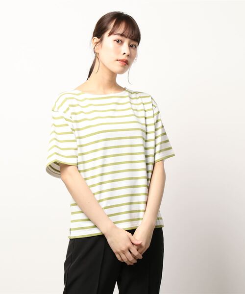 Lugnoncure(ルノンキュール)の「ボーダーTシャツ(Tシャツ/カットソー・レディース・ブルー/グリーン/チャコール・フリ-)」の6枚目の写真