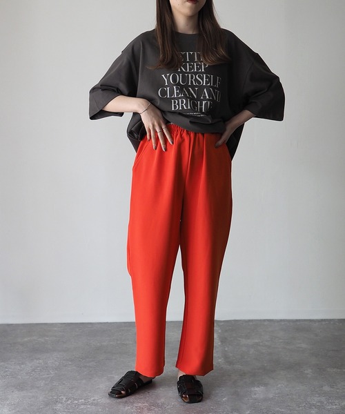 Riberry（リベリー）の「【セットアップ可】カラーイージースラックスパンツ（スラックス・レディース・ブラック/オレンジ/ライム/アイボリー・FREE）」の13枚目の写真