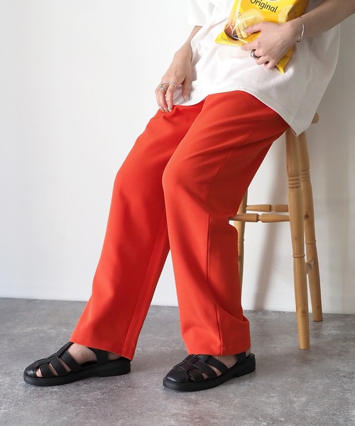 Riberry（リベリー）の「【セットアップ可】カラーイージースラックスパンツ（スラックス・レディース・ブラック/オレンジ/ライム/アイボリー・FREE）」の10枚目の写真