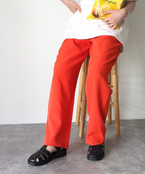 Riberry（リベリー）の「【セットアップ可】カラーイージースラックスパンツ（スラックス・レディース・ブラック/オレンジ/ライム/アイボリー・FREE）」の9枚目の写真