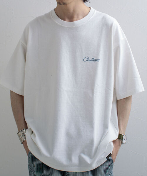 PENDLETON(ペンドルトン)の「【PENDLETON/ペンドルトン】バックプリント ビッグシルエットTシャツ(Tシャツ/カットソー・メンズ・ホワイト/オフホワイト/キナリ/グレー/チャコールグレー/ネイビー・MEDIUM/LARGE)」の8枚目の写真