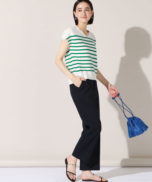 麻混ストレッチセミワイドパンツ