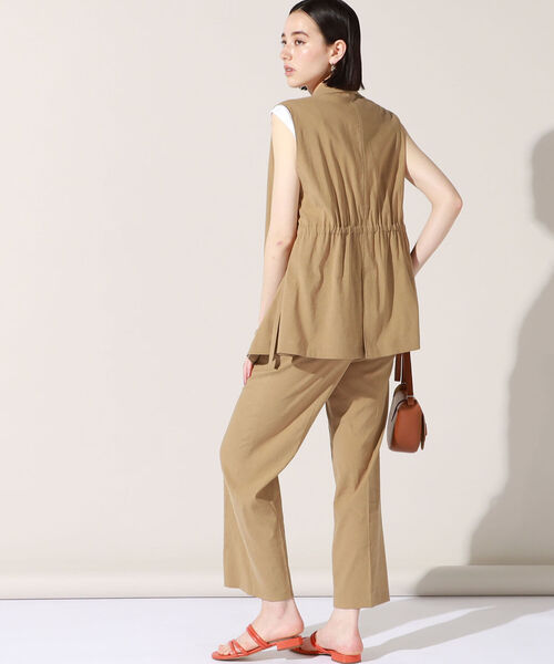 麻混ストレッチセミワイドパンツ