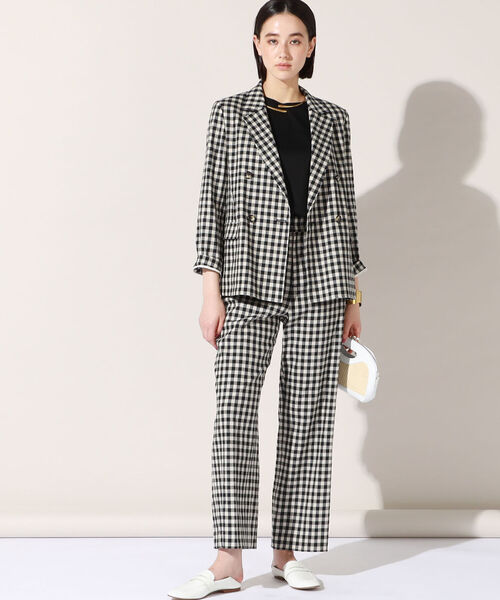 麻混ストレッチセミワイドパンツ