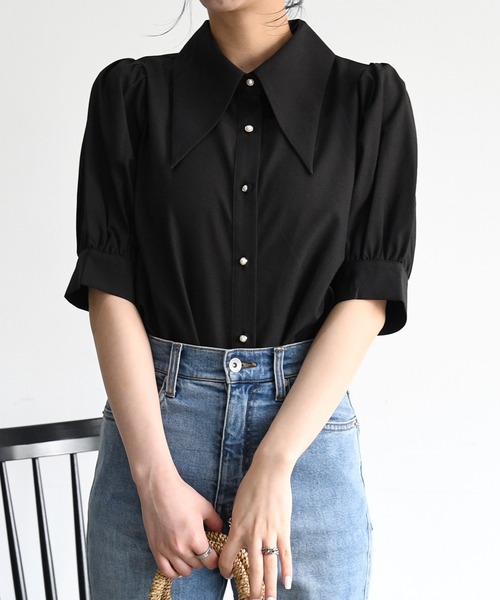 sango(sango)の「ブロード三角襟5分袖シャツブラウス(シャツ/ブラウス・レディース・オフホワイト/ブラック・FREE)」の19枚目の写真