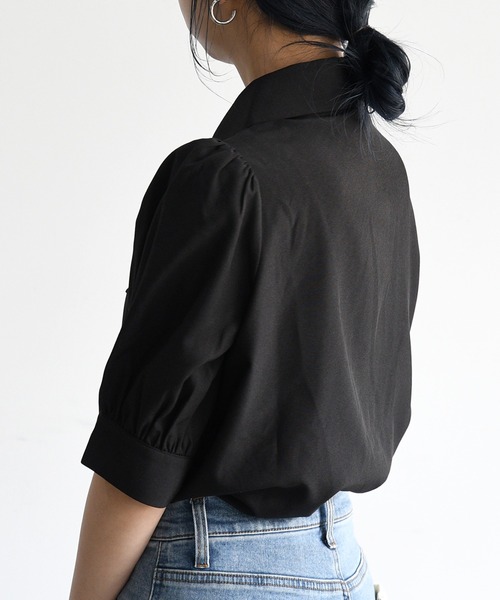 sango(sango)の「ブロード三角襟5分袖シャツブラウス(シャツ/ブラウス・レディース・オフホワイト/ブラック・FREE)」の13枚目の写真