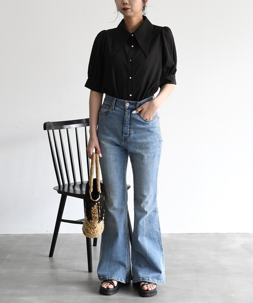 sango(sango)の「ブロード三角襟5分袖シャツブラウス(シャツ/ブラウス・レディース・オフホワイト/ブラック・FREE)」の9枚目の写真