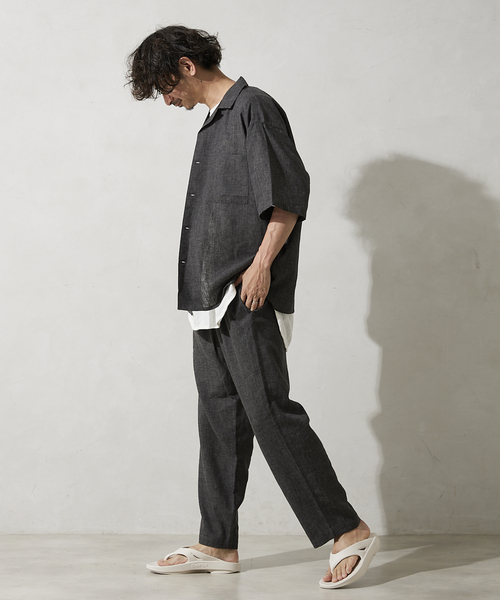 JOURNAL STANDARD relume（ジャーナルスタンダード　レリューム）の「リネンオープンカラーシャツ（シャツ/ブラウス・メンズ・ブラウン/ブラックミックス/グリーン/ブルー系その他・MEDIUM/LARGE）」の8枚目の写真