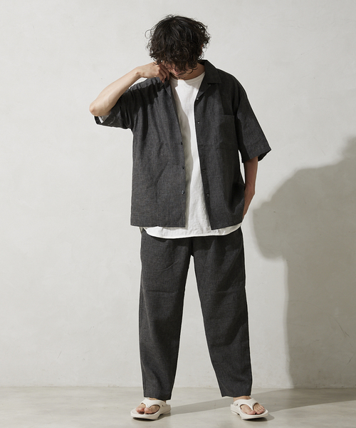 JOURNAL STANDARD relume（ジャーナルスタンダード　レリューム）の「リネンオープンカラーシャツ（シャツ/ブラウス・メンズ・ブラウン/ブラックミックス/グリーン/ブルー系その他・MEDIUM/LARGE）」の10枚目の写真