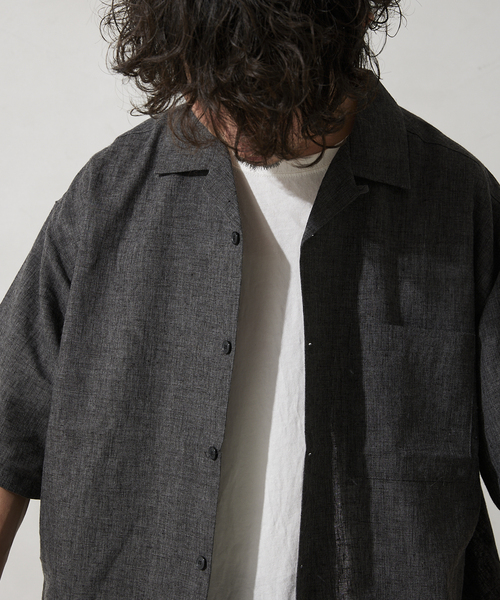 JOURNAL STANDARD relume（ジャーナルスタンダード　レリューム）の「リネンオープンカラーシャツ（シャツ/ブラウス・メンズ・ブラウン/ブラックミックス/グリーン/ブルー系その他・MEDIUM/LARGE）」の11枚目の写真