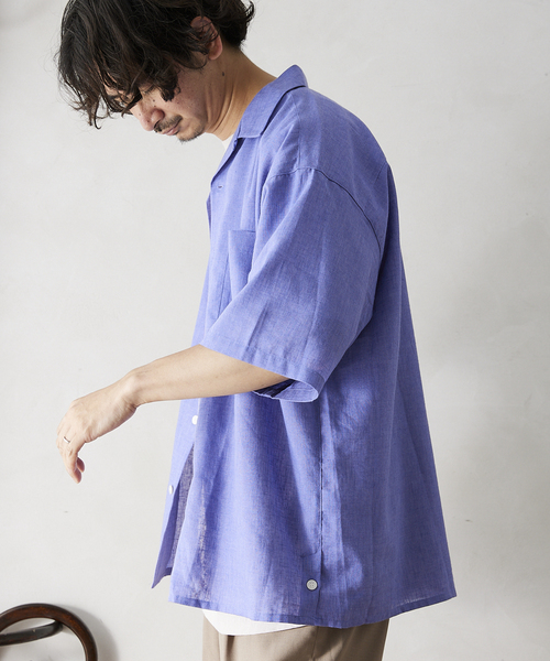 JOURNAL STANDARD relume（ジャーナルスタンダード　レリューム）の「リネンオープンカラーシャツ（シャツ/ブラウス・メンズ・ブラウン/ブラックミックス/グリーン/ブルー系その他・MEDIUM/LARGE）」の16枚目の写真