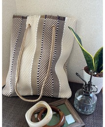 麻紐ストライプトートバッグ