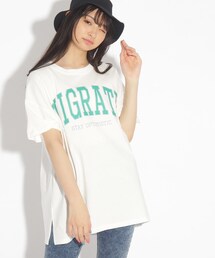 PINK-latte | 【コットン100％/毛玉になりにくい】カレッジロゴBIGTシャツワンピース(ワンピース)