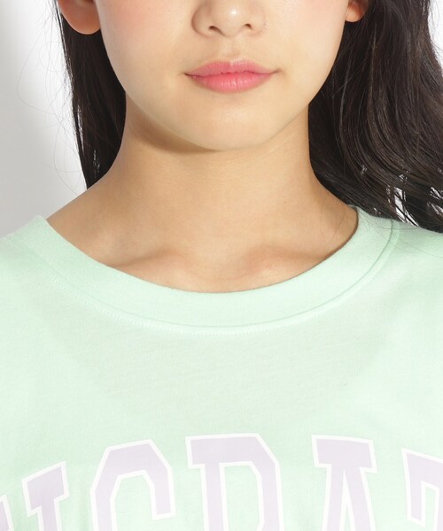 PINK-latte（ピンクラテ）の「◆カレッジロゴBIGTシャツワンピース（ワンピース・キッズ・黄緑系/ブルー/ベビーピンク/オフホワイト/ライトグリーン/ブラック・14/16/15 ）」の7枚目の写真