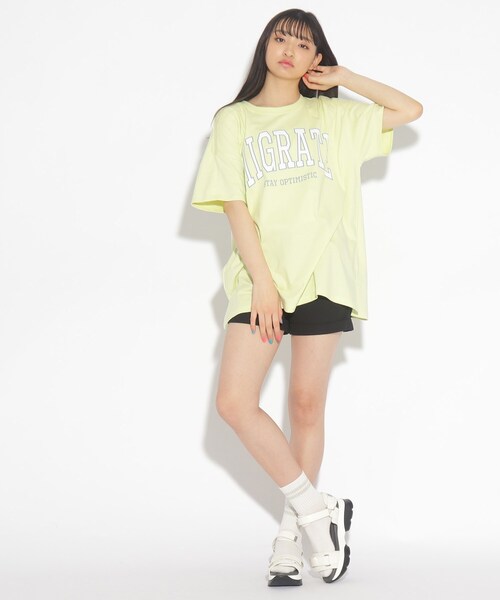 PINK-latte（ピンクラテ）の「◆カレッジロゴBIGTシャツワンピース（ワンピース・キッズ・黄緑系/ブルー/ベビーピンク/オフホワイト/ライトグリーン/ブラック・14/16/15 ）」の22枚目の写真