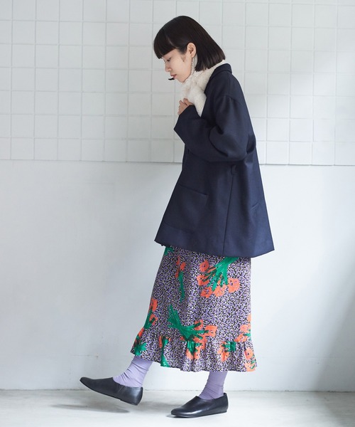 bulle de savon（ビュルデサボン）の「フェイクファー　ribbon tippet（ストール/ショール・レディース・ホワイト/グリーン・FREE）」の9枚目の写真