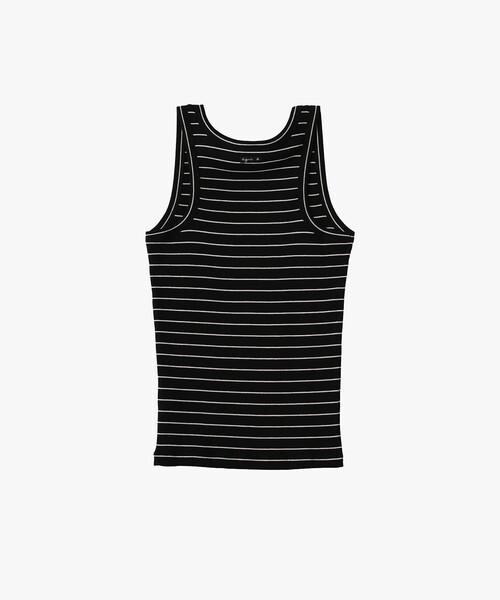 agnes b.(アニエスベー)の「ボーダー リブ タンクトップ "Iguane"(Tシャツ/カットソー・レディース・ブラック・1/2/3)」の2枚目の写真