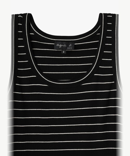 agnes b.(アニエスベー)の「ボーダー リブ タンクトップ "Iguane"(Tシャツ/カットソー・レディース・ブラック・1/2/3)」の3枚目の写真