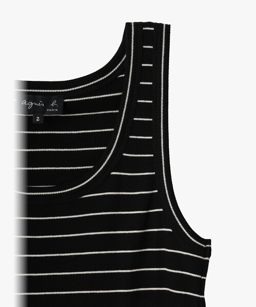 agnes b.(アニエスベー)の「ボーダー リブ タンクトップ "Iguane"(Tシャツ/カットソー・レディース・ブラック・1/2/3)」の4枚目の写真