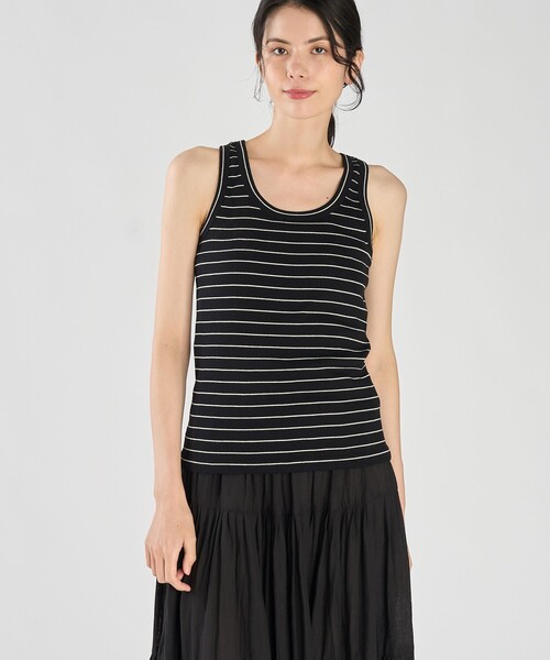 agnes b.(アニエスベー)の「ボーダー リブ タンクトップ "Iguane"(Tシャツ/カットソー・レディース・ブラック・1/2/3)」の7枚目の写真
