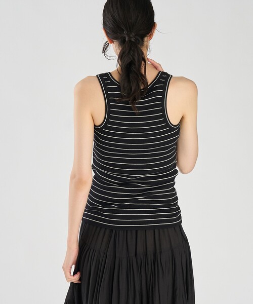 agnes b.(アニエスベー)の「ボーダー リブ タンクトップ "Iguane"(Tシャツ/カットソー・レディース・ブラック・1/2/3)」の9枚目の写真