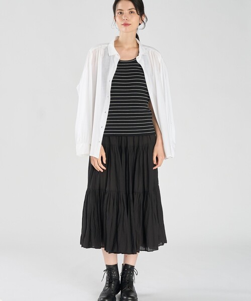 agnes b.(アニエスベー)の「ボーダー リブ タンクトップ "Iguane"(Tシャツ/カットソー・レディース・ブラック・1/2/3)」の10枚目の写真