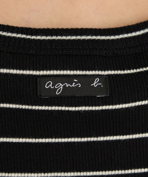 agnes b.(アニエスベー)の「ボーダー リブ タンクトップ "Iguane"(Tシャツ/カットソー・レディース・ブラック・1/2/3)」の11枚目の写真
