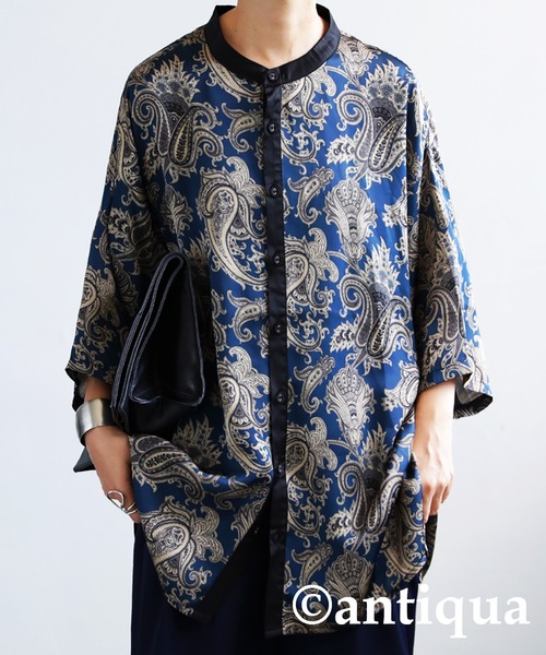 antiqua（アンティカ）の「主役級の存在感。アンティークペイズリー柄シャツ（シャツ/ブラウス・レディース・レッド/ネイビー・FREE）」の2枚目の写真