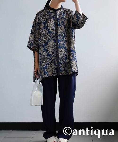 antiqua（アンティカ）の「主役級の存在感。アンティークペイズリー柄シャツ（シャツ/ブラウス・レディース・レッド/ネイビー・FREE）」の4枚目の写真