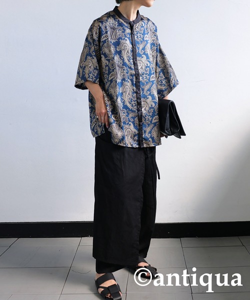 antiqua（アンティカ）の「主役級の存在感。アンティークペイズリー柄シャツ（シャツ/ブラウス・レディース・レッド/ネイビー・FREE）」の9枚目の写真