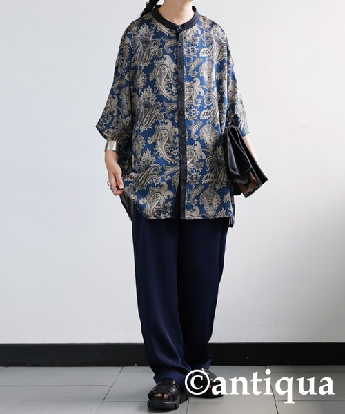 antiqua（アンティカ）の「主役級の存在感。アンティークペイズリー柄シャツ（シャツ/ブラウス・レディース・レッド/ネイビー・FREE）」の8枚目の写真