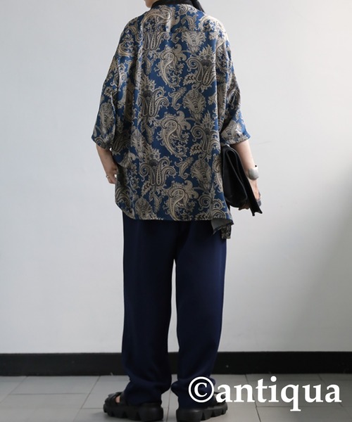 antiqua（アンティカ）の「主役級の存在感。アンティークペイズリー柄シャツ（シャツ/ブラウス・レディース・レッド/ネイビー・FREE）」の5枚目の写真