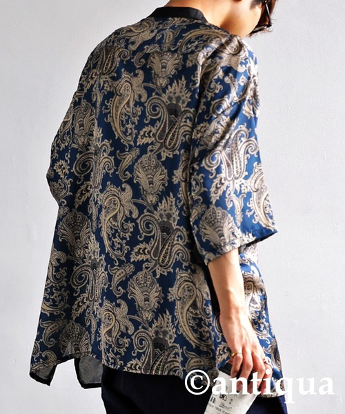 antiqua（アンティカ）の「主役級の存在感。アンティークペイズリー柄シャツ（シャツ/ブラウス・レディース・レッド/ネイビー・FREE）」の15枚目の写真
