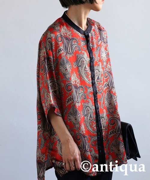 antiqua（アンティカ）の「主役級の存在感。アンティークペイズリー柄シャツ（シャツ/ブラウス・レディース・レッド/ネイビー・FREE）」の18枚目の写真
