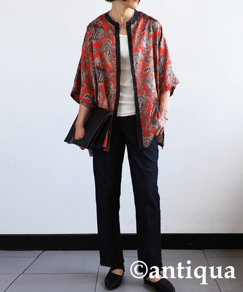 antiqua（アンティカ）の「主役級の存在感。アンティークペイズリー柄シャツ（シャツ/ブラウス・レディース・レッド/ネイビー・FREE）」の19枚目の写真