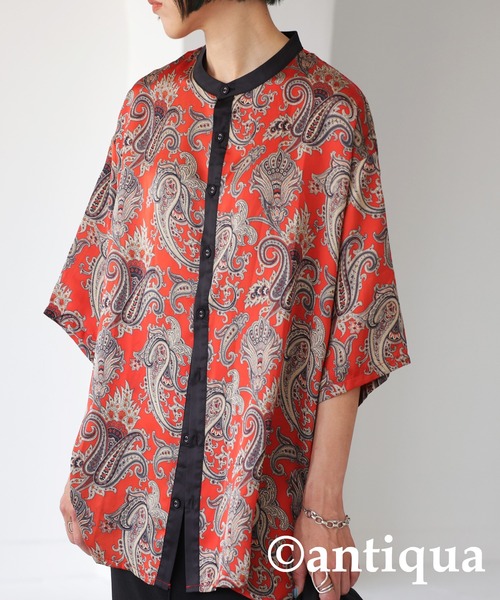 antiqua（アンティカ）の「主役級の存在感。アンティークペイズリー柄シャツ（シャツ/ブラウス・レディース・レッド/ネイビー・FREE）」の21枚目の写真