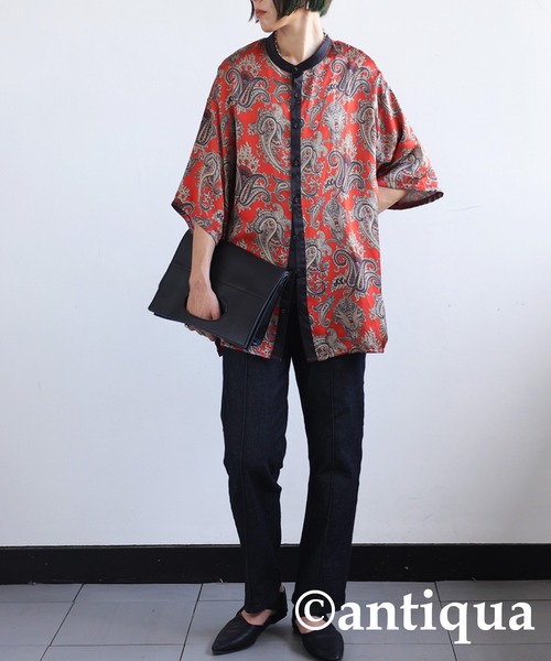 antiqua（アンティカ）の「主役級の存在感。アンティークペイズリー柄シャツ（シャツ/ブラウス・レディース・レッド/ネイビー・FREE）」の22枚目の写真