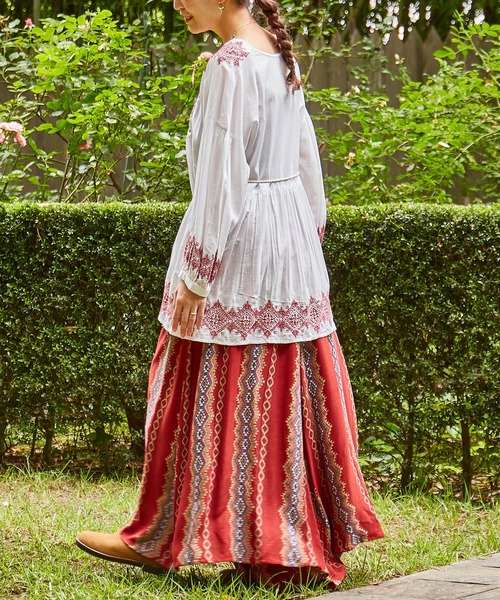 チャイハネ（チャイハネ）の「【チャイハネ】ジプラス刺繍トップス（その他トップス・レディース・グリーン/ブラウン/ホワイト・FREE）」の7枚目の写真